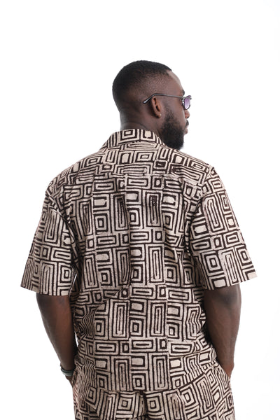 The Earth Labyrinth | Hand-Dyed Adire Utility Camp Shirt
