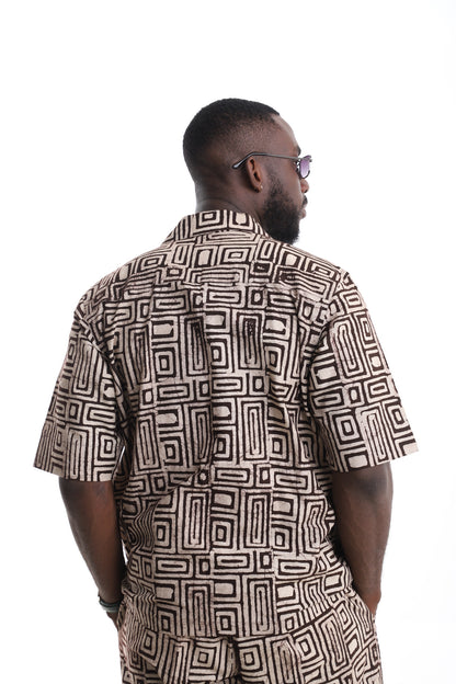 The Earth Labyrinth | Hand-Dyed Adire Utility Camp Shirt