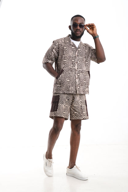 The Earth Labyrinth Short Set | Hand-Dyed Adire Utility Ensemble
