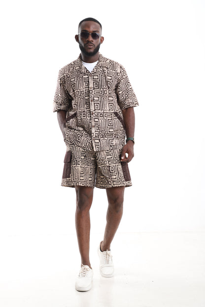 The Earth Labyrinth Short Set | Hand-Dyed Adire Utility Ensemble