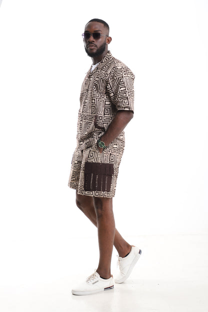 The Earth Labyrinth Short Set | Hand-Dyed Adire Utility Ensemble
