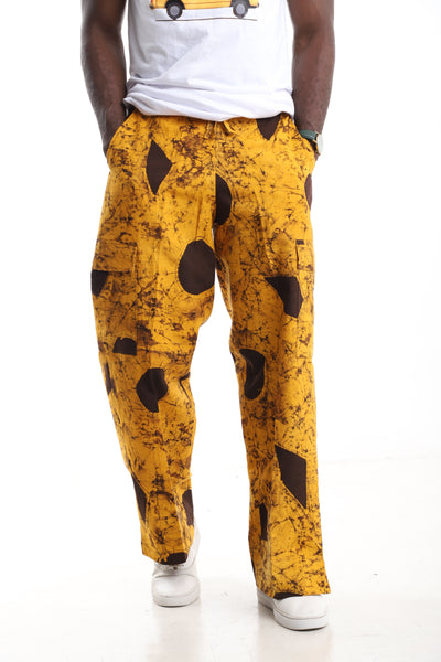The Ochre Earth Cargo Trousers | Hand-Dyed Adire Utility Pants