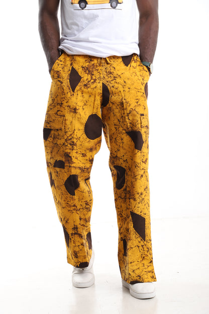 The Ochre Earth Cargo Trousers | Hand-Dyed Adire Utility Pants