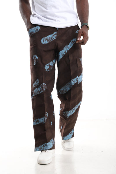 The Cobalt Streak Cargo Trousers | Hand-Dyed Adire Utility Pants
