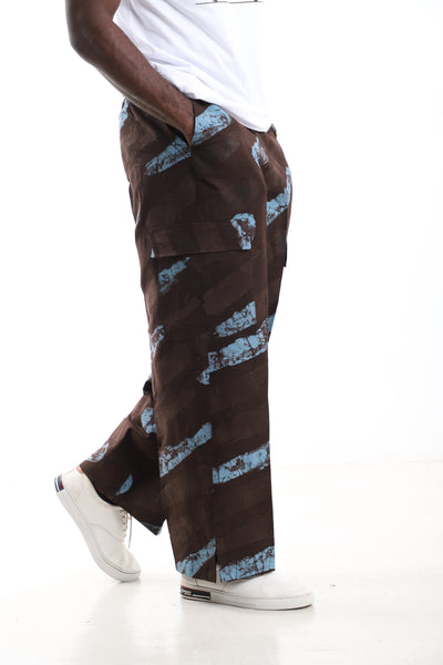 The Cobalt Streak Cargo Trousers | Hand-Dyed Adire Utility Pants