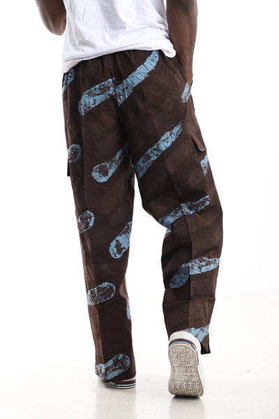 The Cobalt Streak Cargo Trousers | Hand-Dyed Adire Utility Pants