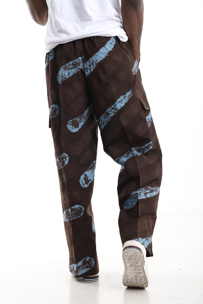 The Cobalt Streak Cargo Trousers | Hand-Dyed Adire Utility Pants