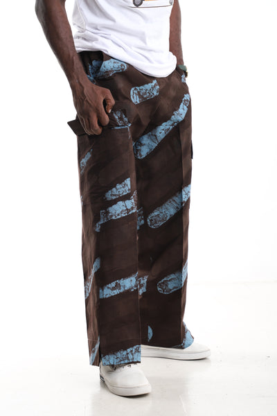 The Cobalt Streak Cargo Trousers | Hand-Dyed Adire Utility Pants