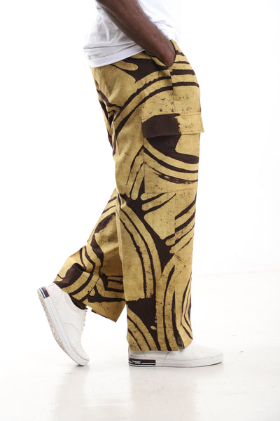 The Earth Matrix Cargo Trousers | Hand-Dyed Adire Utility Pants