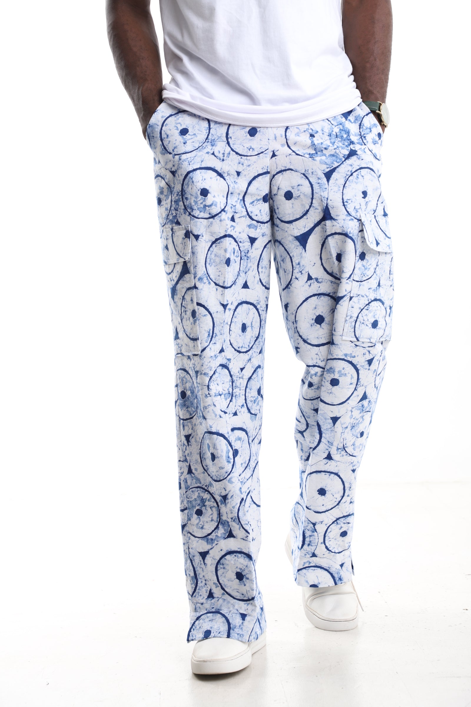 The Solar Eclipse Cargo Trousers | Hand-Dyed Adire Utility Pants