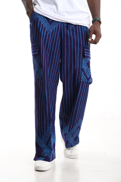 The Indigo Orbit Cargo Trousers | Hand-Dyed Adire Utility Pants