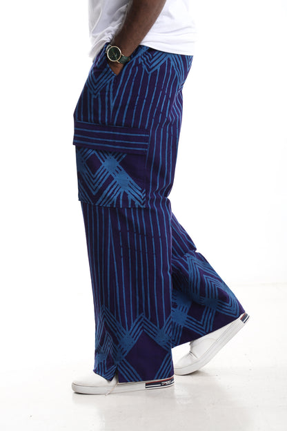 The Indigo Orbit Cargo Trousers | Hand-Dyed Adire Utility Pants