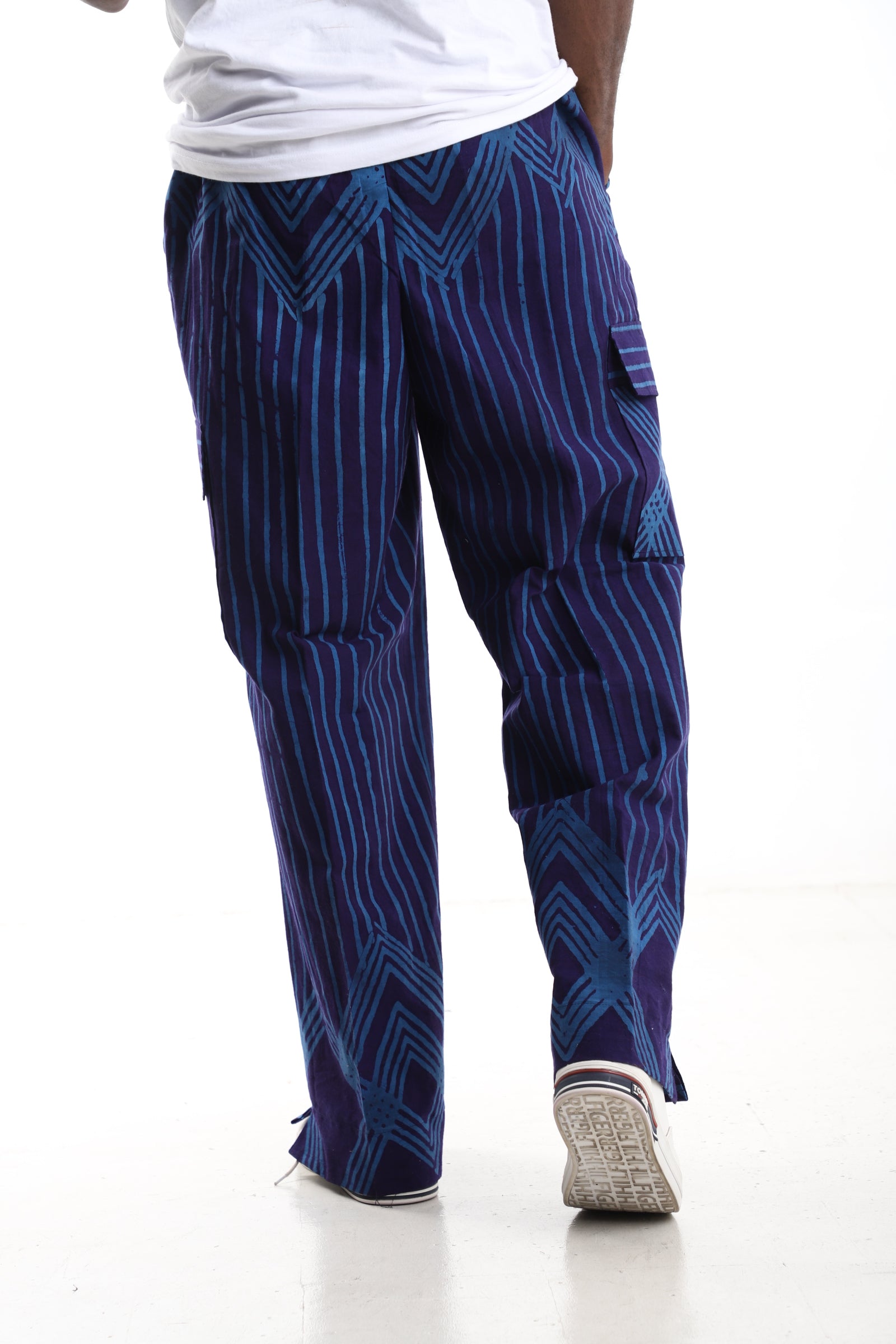 The Indigo Orbit Cargo Trousers | Hand-Dyed Adire Utility Pants