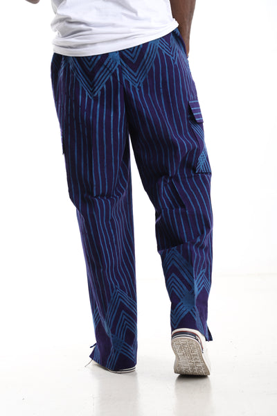 The Indigo Orbit Cargo Trousers | Hand-Dyed Adire Utility Pants