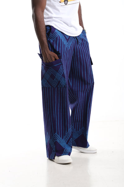 The Indigo Orbit Cargo Trousers | Hand-Dyed Adire Utility Pants