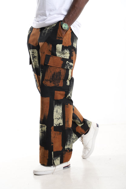 The Onyx Crackle Cargo Trousers | Hand-Dyed Adire Utility Pants