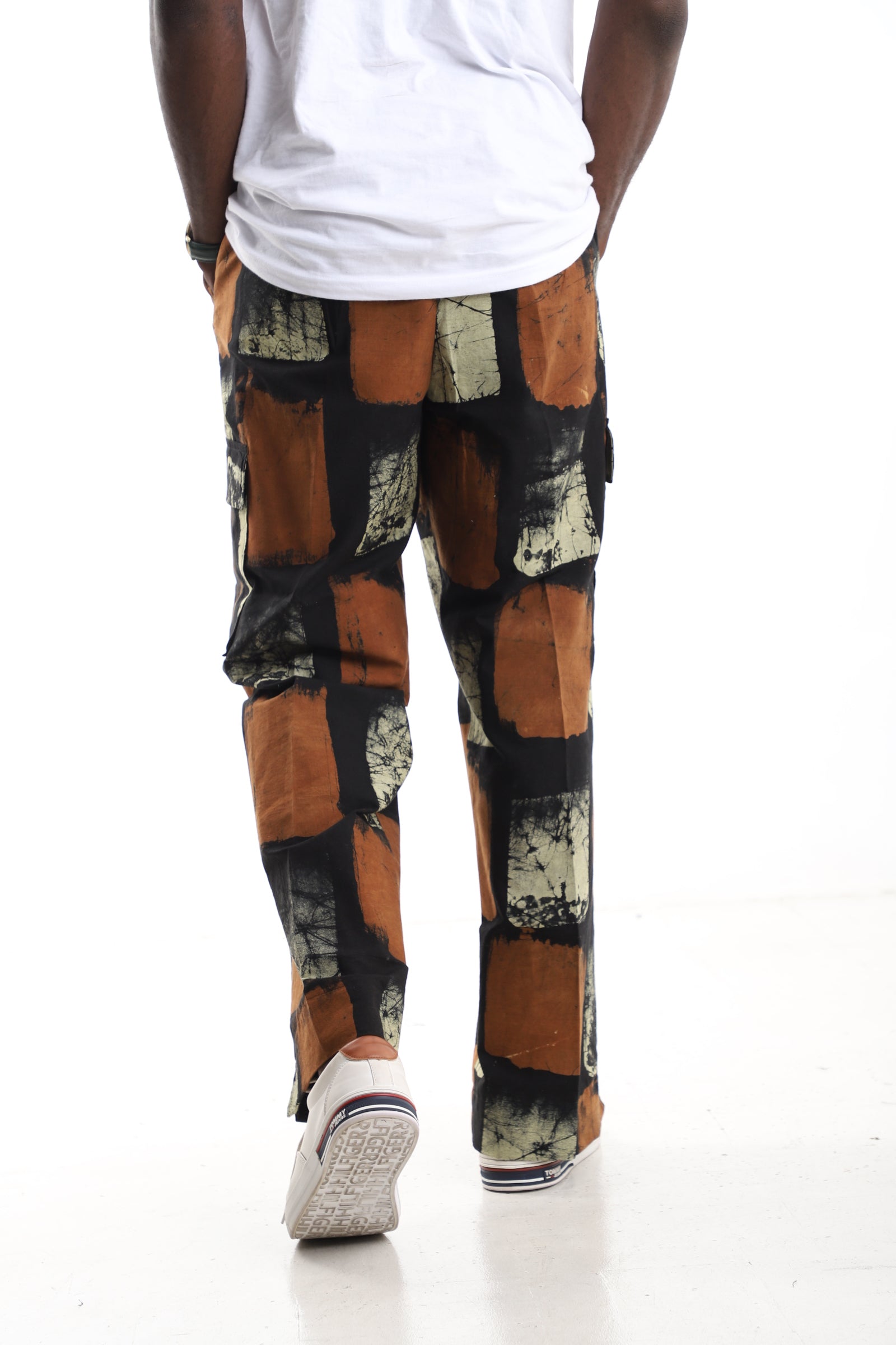 The Onyx Crackle Cargo Trousers | Hand-Dyed Adire Utility Pants
