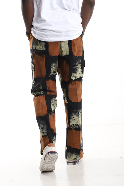 The Onyx Crackle Cargo Trousers | Hand-Dyed Adire Utility Pants
