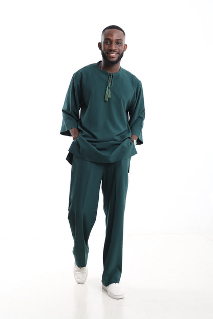 The Emerald Court Set | Contemporary Minimalist Tunic &amp; Trousers