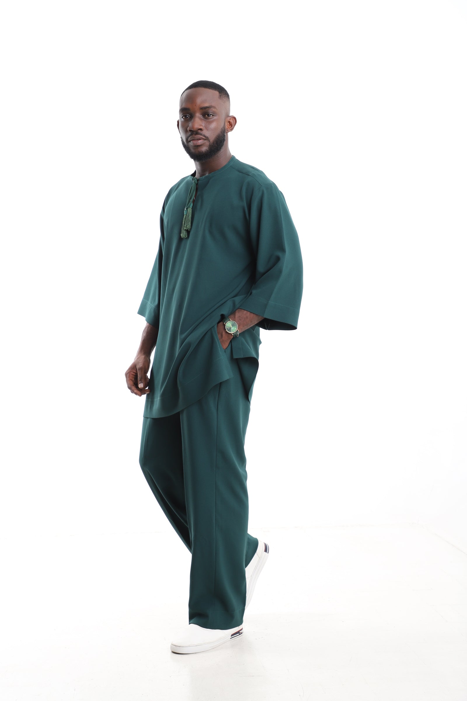 The Emerald Court Set | Contemporary Minimalist Tunic &amp; Trousers