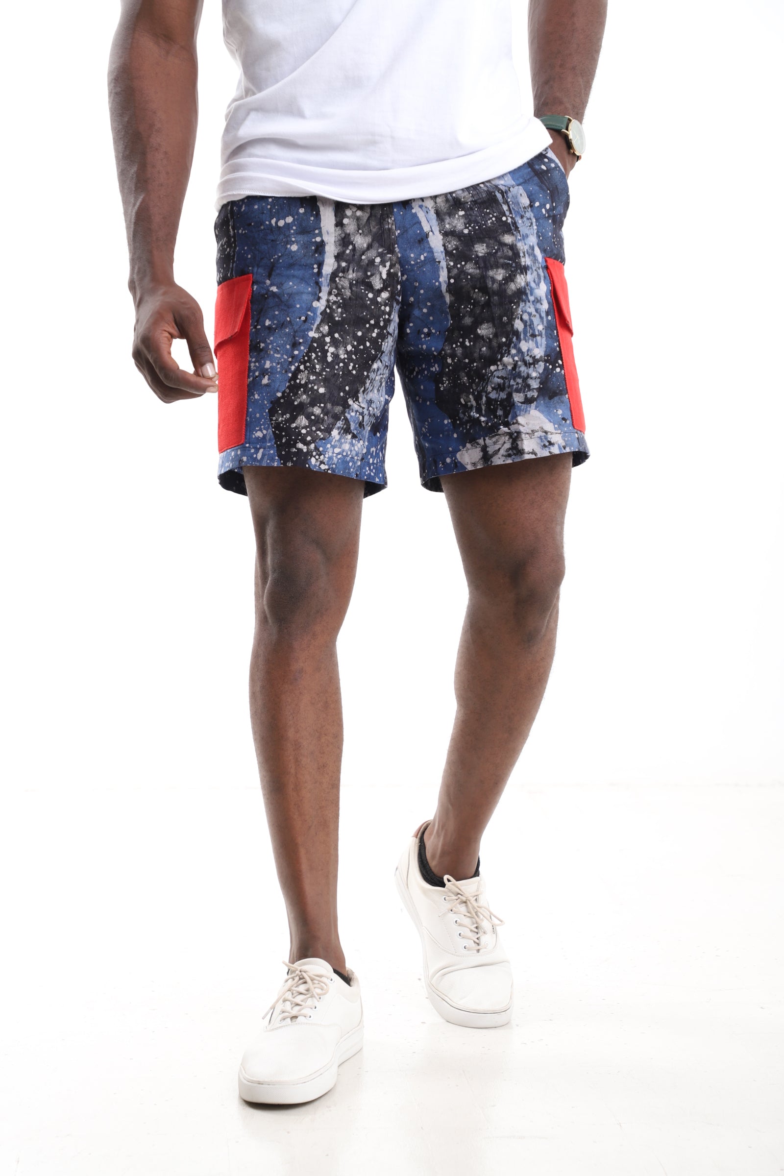 The Ochre Earth Cargo Shorts | Hand-Dyed Adire Utility Shorts