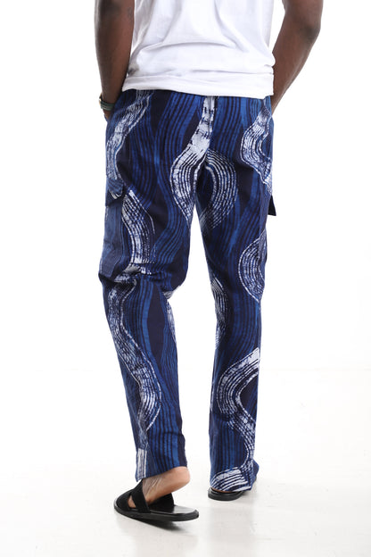 Premium Handcrafted Adire Cargo Pants with Side Slits – Contemporary African Menswear