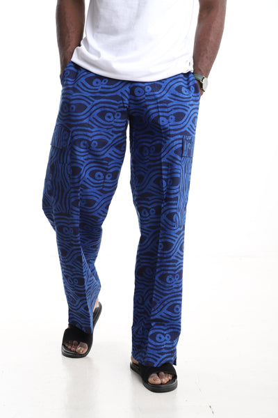 Premium Handcrafted Adire Cargo Pants – Modern African Menswear Streetwear
