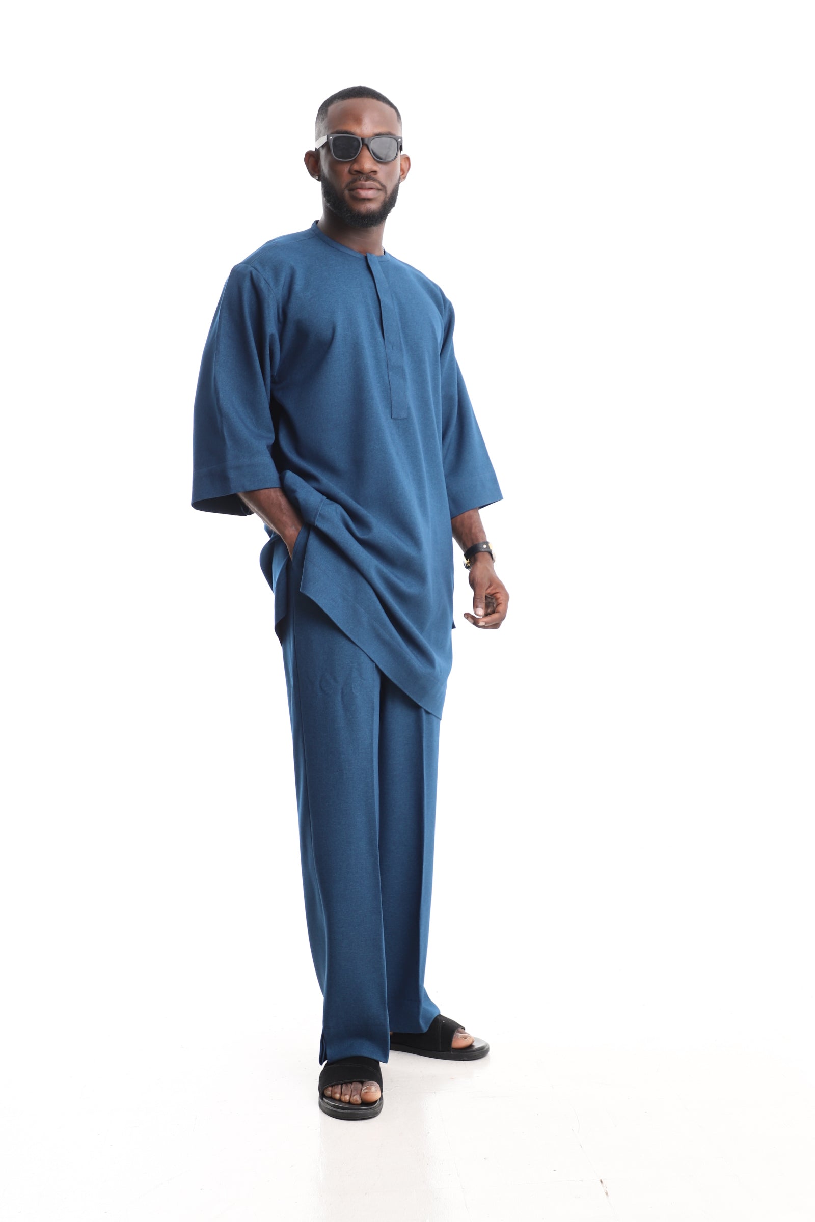 Men’s Luxury Contemporary Asymmetric Set – Steel Blue