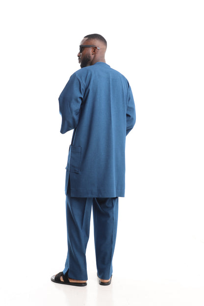 Men’s Luxury Contemporary Asymmetric Set – Steel Blue