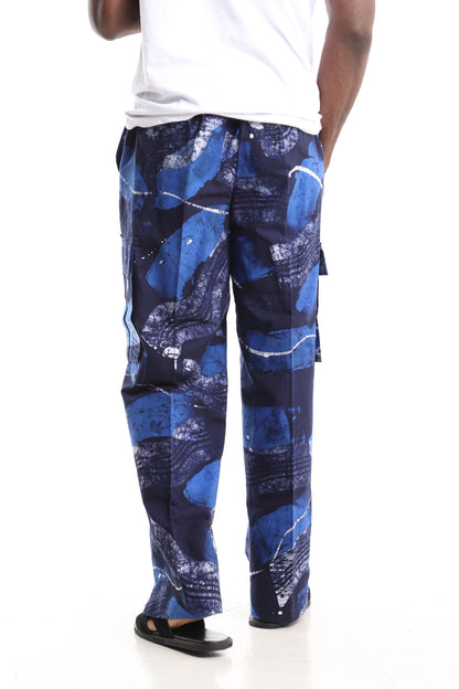 Luxury Handcrafted Adire Cargo Pants – Indigo Swirl
