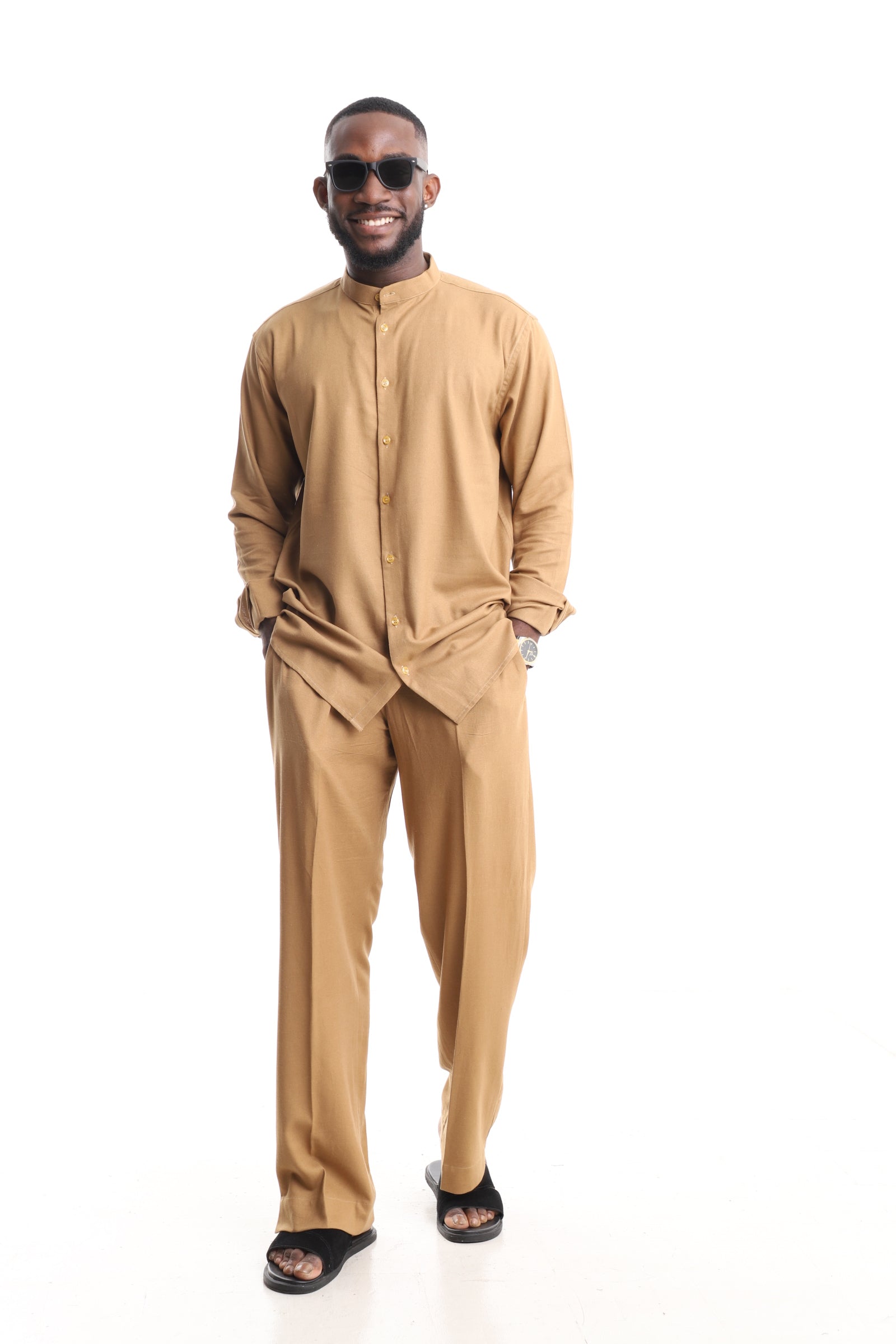 Men’s Luxury Linen Set – Sand Beige