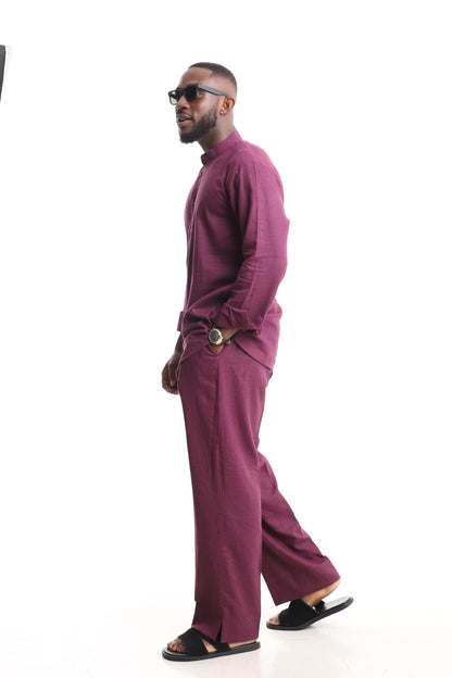 Men’s Luxury Linen Set – Rich Plum