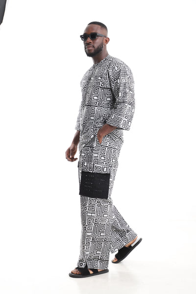 Premium Men’s Monochrome Adire Two-Piece Set