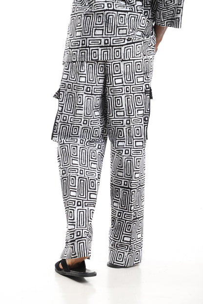 Premium Men’s Monochrome Adire Cargo Pants