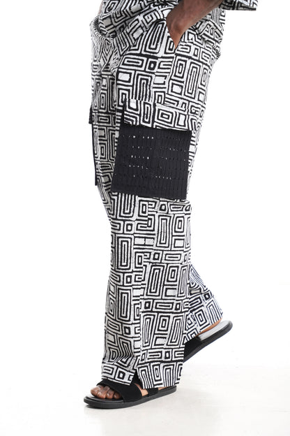 Premium Men’s Monochrome Adire Cargo Pants