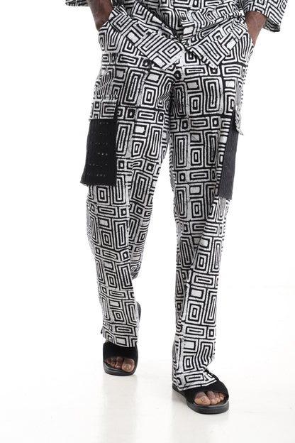 Premium Men’s Monochrome Adire Cargo Pants