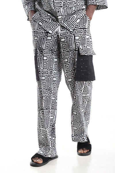 Premium Men’s Monochrome Adire Cargo Pants