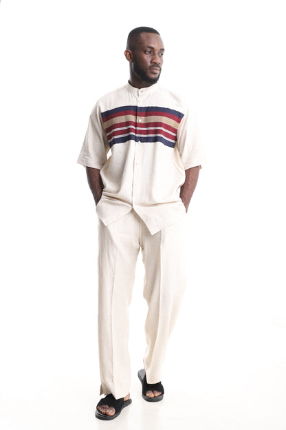 Men’s Cream Linen Two-Piece Outfit