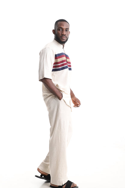 Men’s Cream Linen Two-Piece Outfit