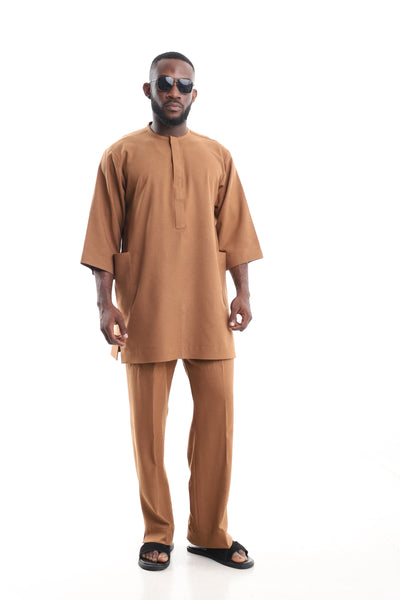 Men’s Caramel Brown Two-Piece Suit – Modern Senator Set
