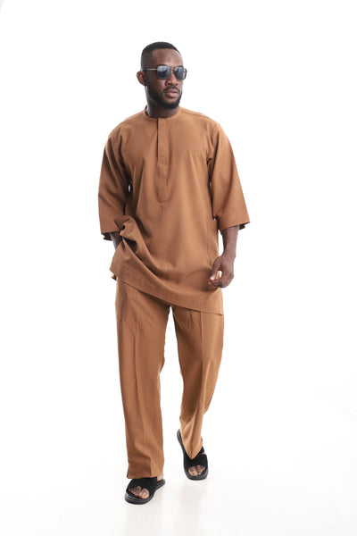 Men’s Caramel Brown Two-Piece Suit – Modern Senator Set