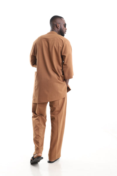 Men’s Caramel Brown Two-Piece Suit – Modern Senator Set