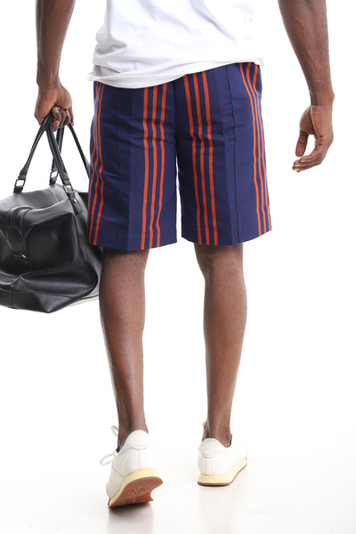 Men’s Royal Blue & Orange Aso-Oke Shorts