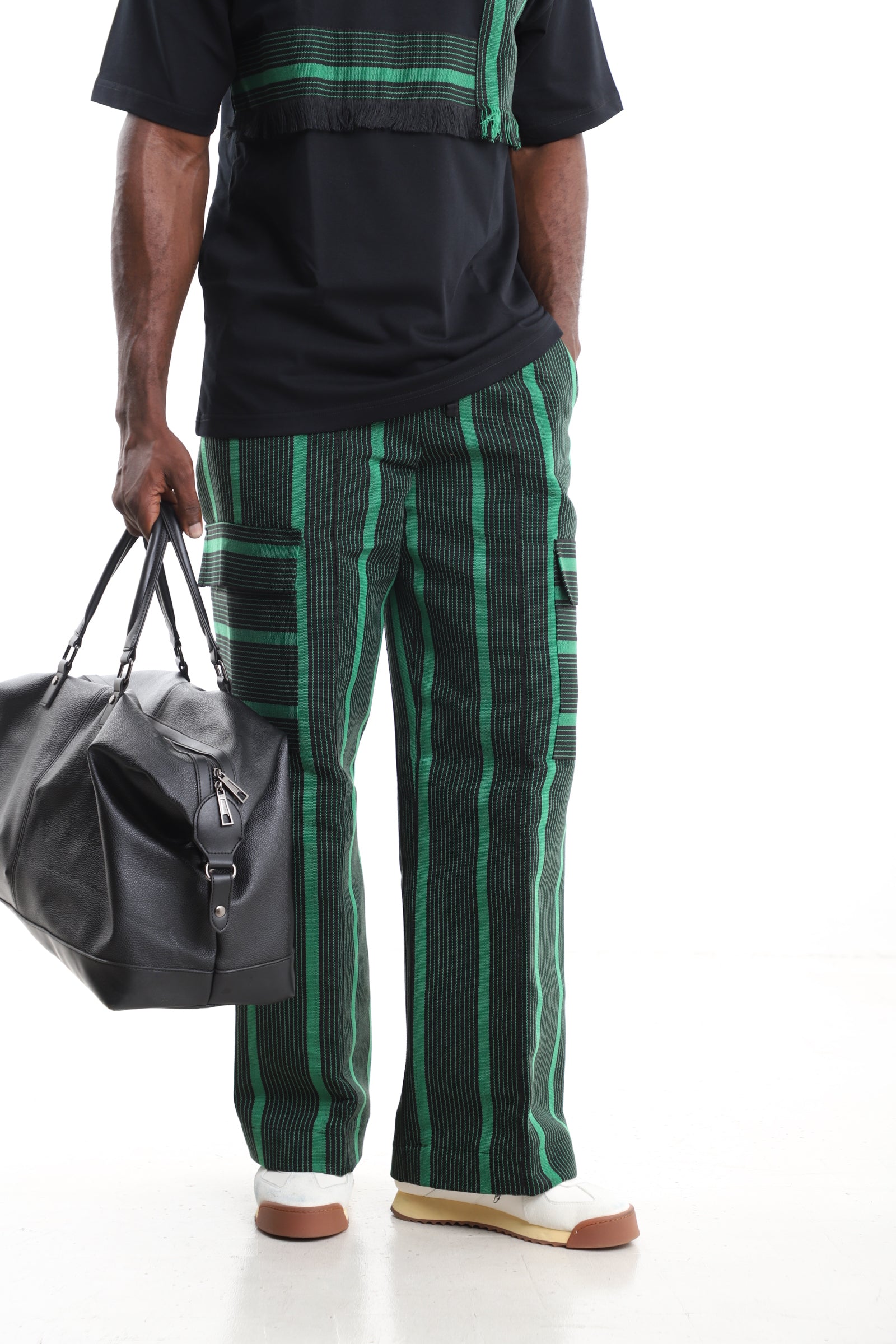 Men’s Emerald Green Aso-Oke Cargo Pants