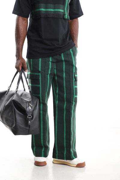 Men’s Emerald Green Aso-Oke Cargo Pants
