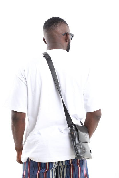 King Kaftan White Cotton Oversized T-Shirt with Aso-Oke Fringe Accent – Back View – African men's fashion Nigeria