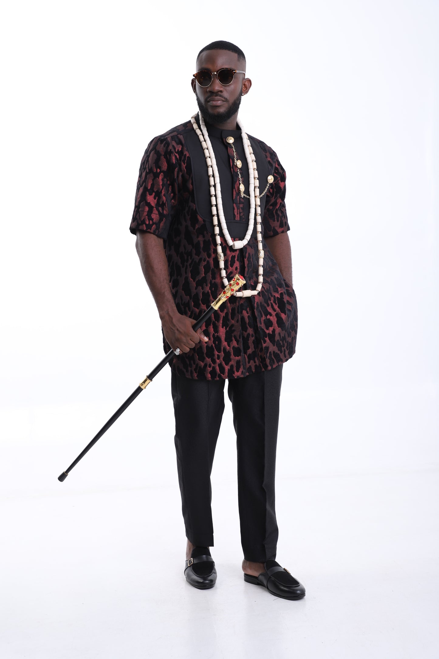 BLACK AND WINE TRADITIONAL ATTIRE