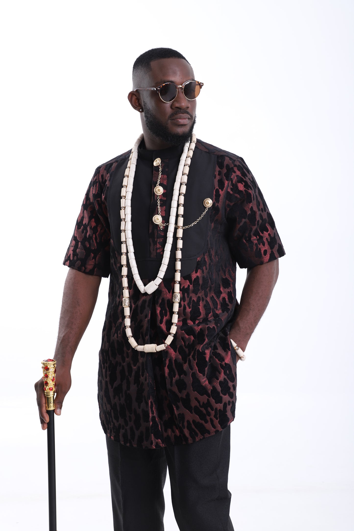 BLACK AND WINE TRADITIONAL ATTIRE