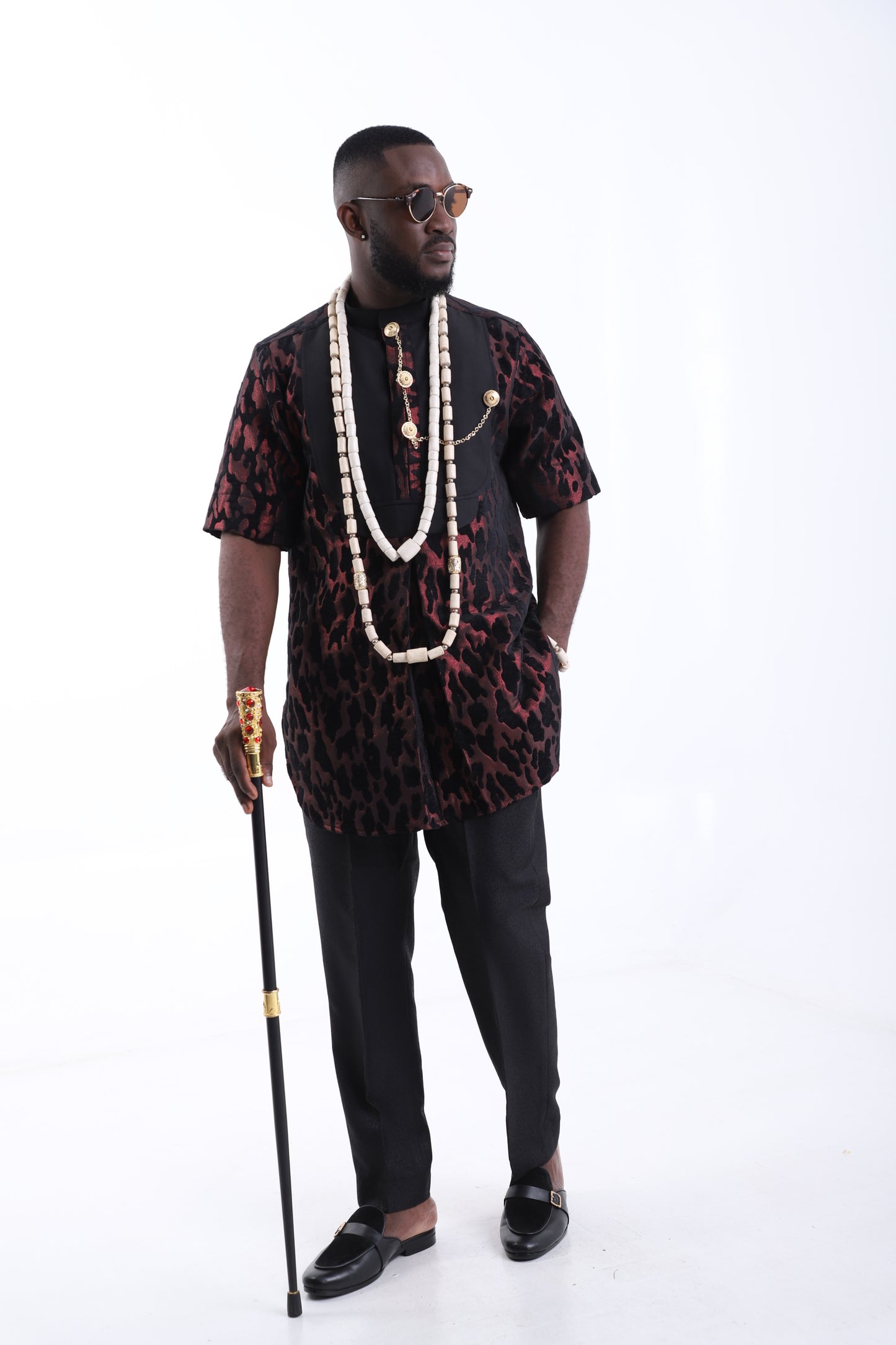 BLACK AND WINE TRADITIONAL ATTIRE