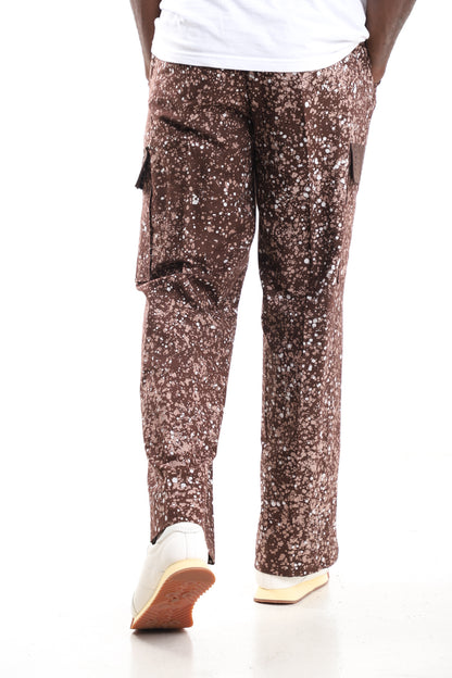 Handmade Adire Splatter Print Cargo Pants – Brown & Cream
